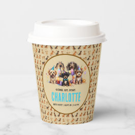 Watercolor Puppy Pawty Dog Aniversário