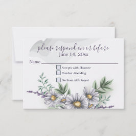 Watercolor Purple Daisy Wedding RSVP