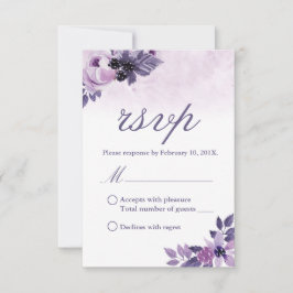 Watercolor Purple Floral Elegant Weding RSVP