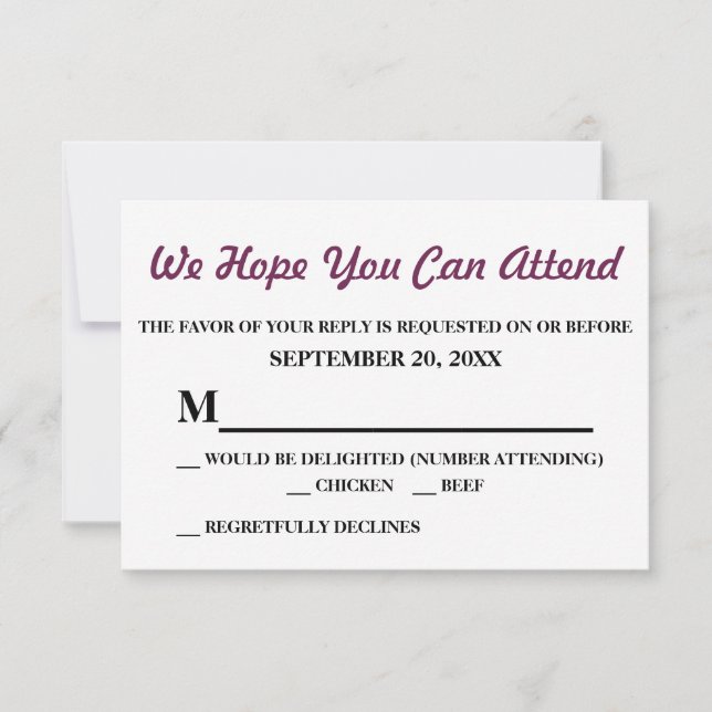 Watercolor Purple Jasmine Weding RSVP (Frente)