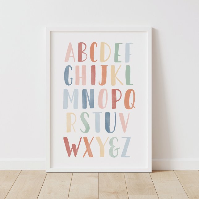 Watercolor Rainbow Alphabet Classroom Poster (Criador carregado)