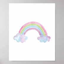 Watercolor Rainbow Cloud Baby Nursery Poster