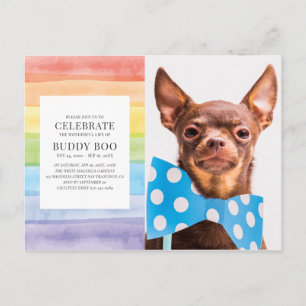 Watercolor Rainbow Stripes Pet Memorial Convite