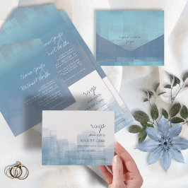 Watercolor Refletions Wedding Dusty Blue ID774