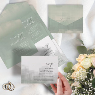 Watercolor Refletions Wedding Sage ID774