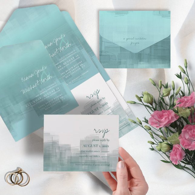 Watercolor Refletions Wedding Teal ID774 (Criador carregado)