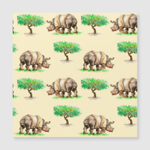 Watercolor Rhino: Padrão Pintado À Mão.