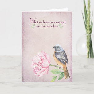 Watercolor Robin no Peony Cartão de condolências