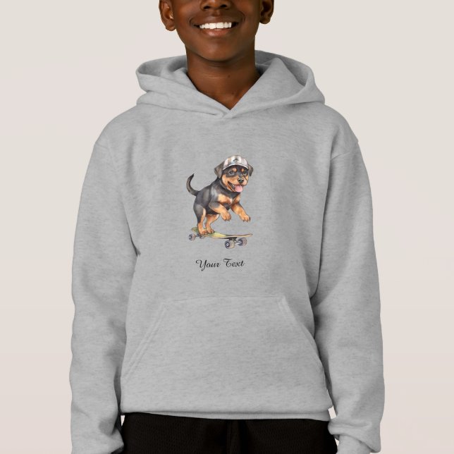 Watercolor Rottweiler Kids Pullover Hoodie (Frente)