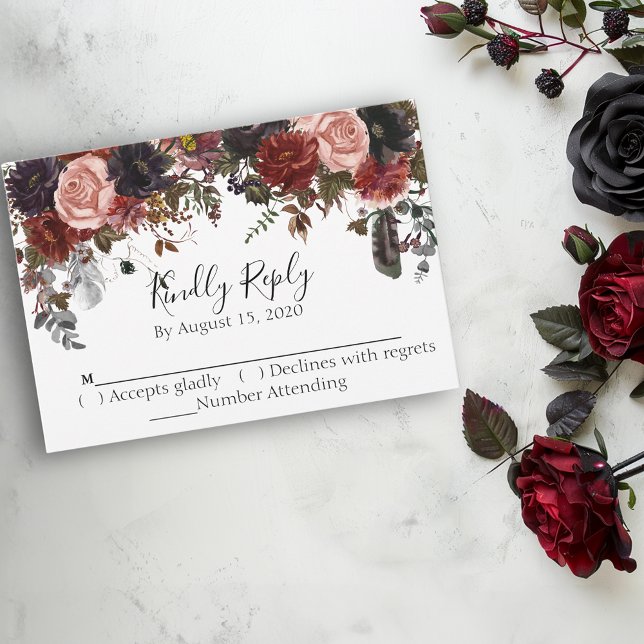 Watercolor RSVP Halloween Autumn Boho Floral (Criador carregado)