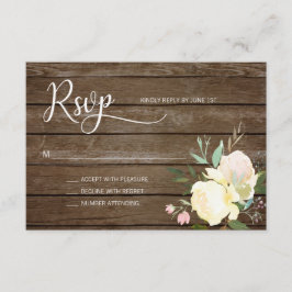 Watercolor Rustic Pink Beige Floral Weding RSVP