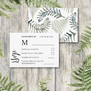 Watercolor Sage Green Foliage Wedding RSVP