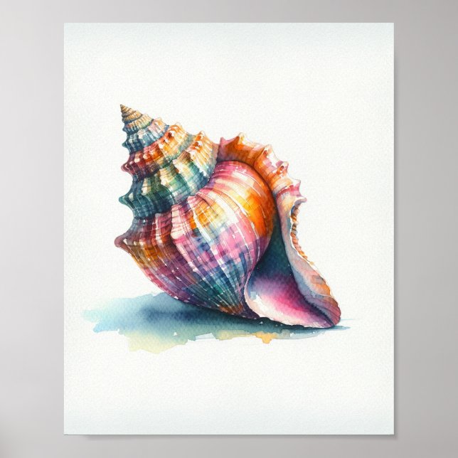 Watercolor Seashell Art Poster (Frente)