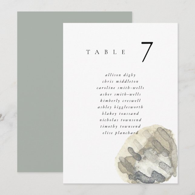 Watercolor Seashell Beach 5x7" Wedding Seat Chart (Frente/Verso)