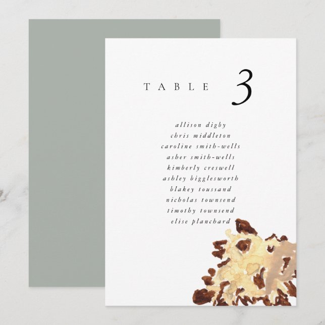 Watercolor Seashell Beach 5x7" Wedding Seat Chart (Frente/Verso)