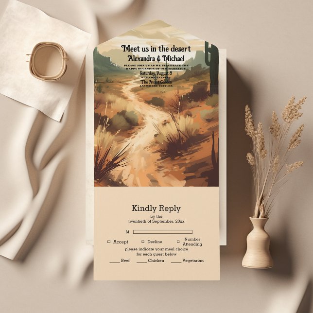 Watercolor Southwestern Desert e Casamento Cactus (Criador carregado)