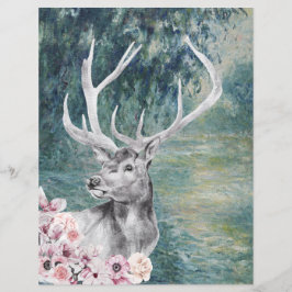 Watercolor Stag sobre o Scrapbook da Manhã de Mone