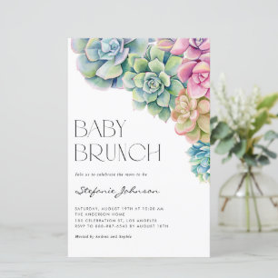Watercolor Succulents Baby Brunch Convite