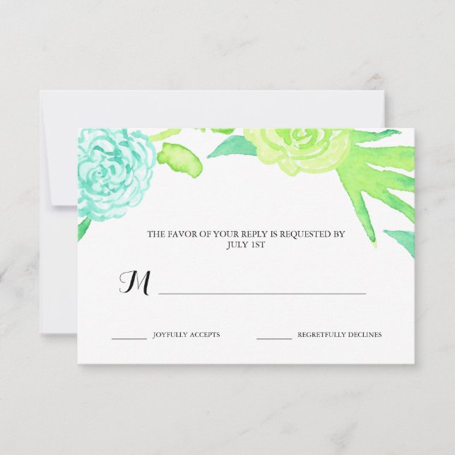 Watercolor Summer Flowers Casamento RSVP (Frente)