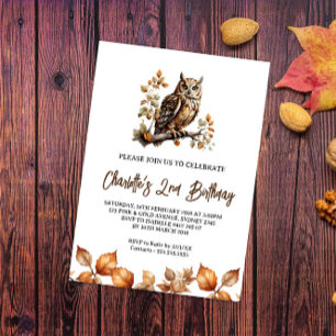 Watercolor Summer Owl - Convites de Aniversário