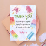 Watercolor Summer Popsicle Birthday Cartões de agr<br><div class="desc">Watercolor Summer Popsicle Birthday Cartões de agradecimentos</div>