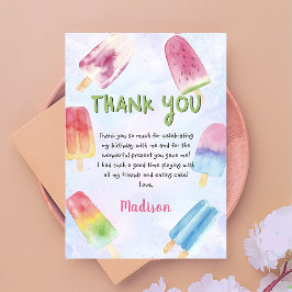 Watercolor Summer Popsicle Birthday Cartões de agr