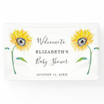 Watercolor Sunflower Chá de fraldas Welcome Simple