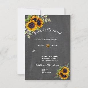 Watercolor Sunflower Chalkboard Weding RSVP