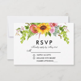 Watercolor Sunflower Floral Wedal RSVP