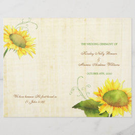 Watercolor Sunflower Wedding Bi Fold Programs