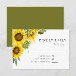 Watercolor Sunflower Wedée RSVP Elegante Rustic