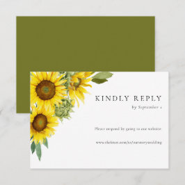 Watercolor Sunflower Wedée RSVP Website Online