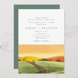 Watercolor — Sunset Green Field Convite para casam