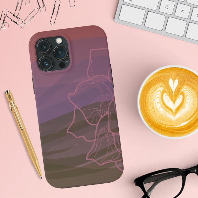 Watercolor Sunset sobre Montanhas Flores (Criador carregado)