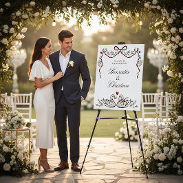 Watercolor Swans Romantic Script Wedding Welcome 