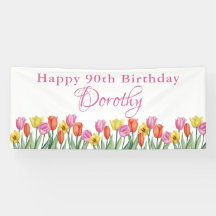 Watercolor Tulips 90th Birthday Party