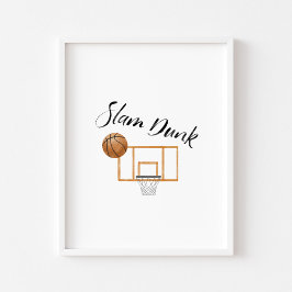 watercolor vintage basquetebol slam dunk poster
