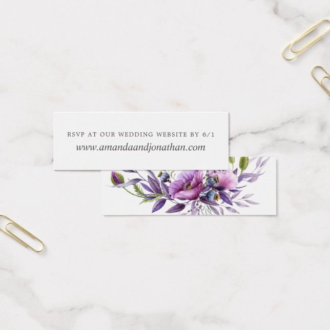 Watercolor Violet Poppy Floral Weds RSVP (Escritótio)