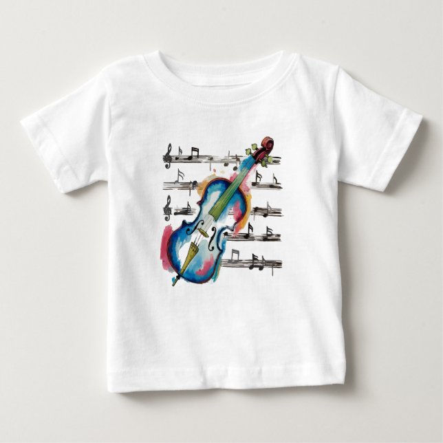 Watercolor Violin Baby Jersey T-Shirt (Frente)