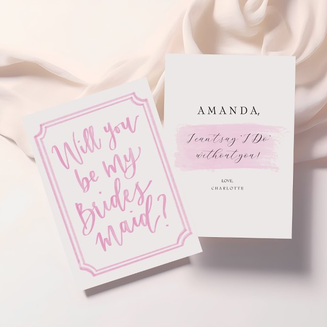 Watercolor Você será meu cartão de licitação (Bridesmaid Proposal Cards | Elegant & Modern Blush design | Personalized Bridesmaid Request)