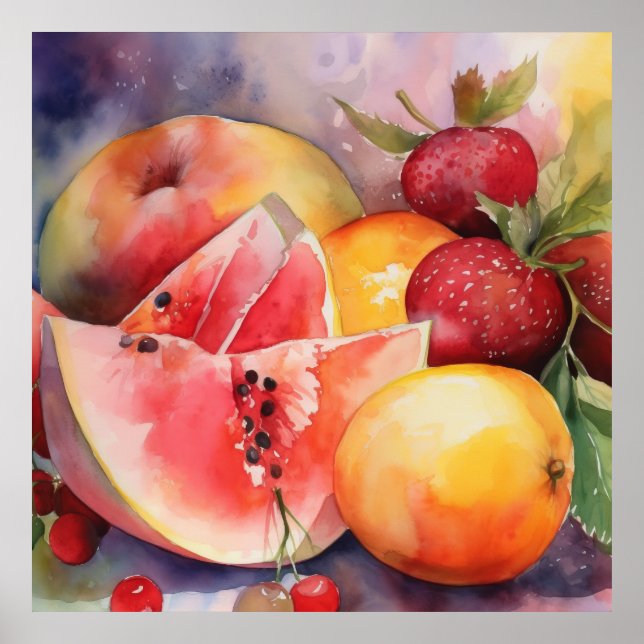 WATERCOLOR WATERMELON FOTO IMPRESSÃO (Frente)