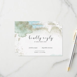 Watercolor Waves Pastel Elegant RSVP Card