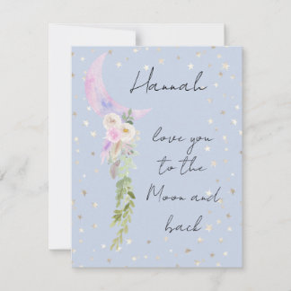Watercolor Whimsical Love U To Moon and Back (Ama
