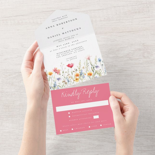 Watercolor Wildflower All In One Weding (Tearaway)