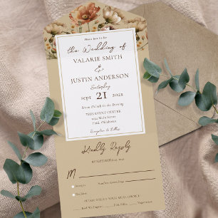 Watercolor Wildflower Beige Wedding