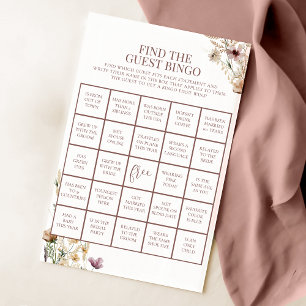 Watercolor Wildflower Chá de panela Bingo Game