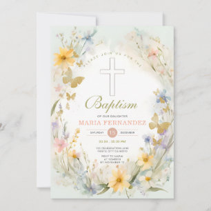 Watercolor Wildflower Floral Baptism Convite