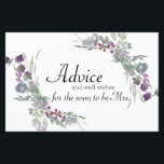 Watercolor Wildflower Lavanda Bridal Advice Card<br><div class="desc">Linda Watercolor Flores Selvagens de Verde Suave e Lavanda e Purples. Coordenando floral nas costas. Itens correspondentes para concluir sua coleção de eventos estão disponíveis em nossa loja Zazzle!</div>