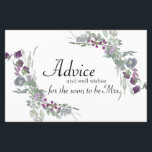 Watercolor Wildflower Lavanda Bridal Advice Card<br><div class="desc">Linda Watercolor Flores Selvagens de Verde Suave e Lavanda e Purples. Coordenando floral nas costas. Itens correspondentes para concluir sua coleção de eventos estão disponíveis em nossa loja Zazzle!</div>
