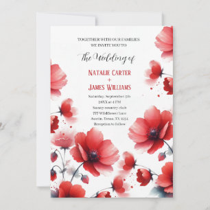 Watercolor Wildflower Poppies Convite Para Casamen